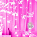 Butterfly Curtain Fairy Lights USB Plug In,8 Modes 120 LED 19.7FT Firefly Twinkle Timer String Lights with Remote, Waterproof Copper Wire for Bedroom Patio Christmas Wedding Party Dorm(Multicolor) Home & Garden > Lighting > Light Ropes & Strings FELISHINE Pink  