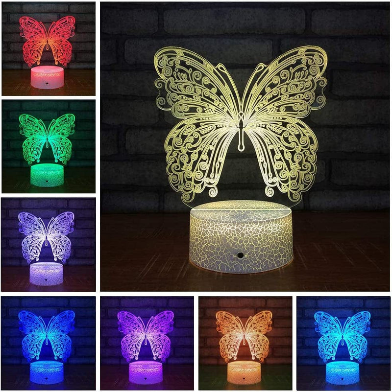 Butterfly Lamp Butterfly Night Light for Kids with Remote Touch 7 Colors + 16 Colors Changing Kids Room Decor 3D Optical Illusion Kids Lamp as a Gift Ideas for Kids Girls Wife
