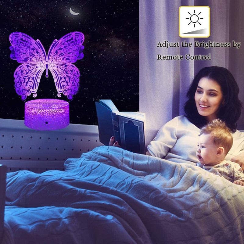 Butterfly Lamp Butterfly Night Light for Kids with Remote Touch 7 Colors + 16 Colors Changing Kids Room Decor 3D Optical Illusion Kids Lamp as a Gift Ideas for Kids Girls Wife Home & Garden > Lighting > Night Lights & Ambient Lighting YCBB   