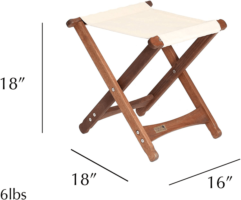 BYER of MAINE, Pangean, Folding Stool, Natural, Hardwood, Easy to Fold and Carry, Wood Folding Stool, Canvas Camp Stool, Perfect for Camping, Matches All Furniture in the Pangean Line