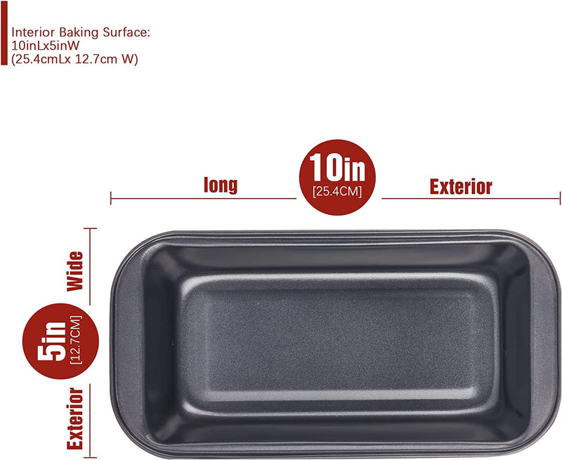 KITESSENSU Bread Pan, Nonstick Loaf Pan with Easy Grips Handles, Carbon Steel Loaf Pans for Baking, Bread Pans for Homemade Bread, Brownies and Pound Cakes, Set of 2, Gray
