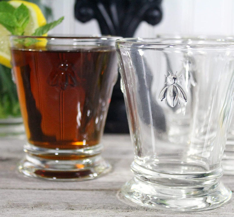 Napoleon Bee Tumblers Set of 6 - 9 Oz - Clear Glass Tumbler W/ the French Bee Embossed Design - Fine French Glassware, Drinking Glasses, Heavy Water Glasses, Dishwasher Safe Juice Glasses Home & Garden > Kitchen & Dining > Tableware > Drinkware La Rochere   