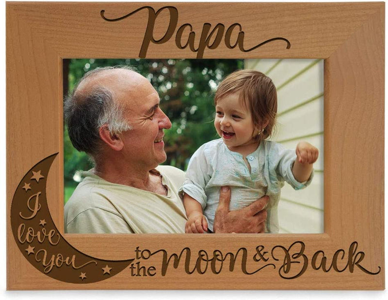 KATE POSH Papa I Love You to the Moon and Back Natural Wood Engraved Picture Frame. Best Grandpa Ever, Father'S Day, Papa Gifts for Birthday, from New Baby, Grandparent'S Day (4X6-Vertical) Home & Garden > Decor > Picture Frames KATE POSH 4x6-Horizontal  