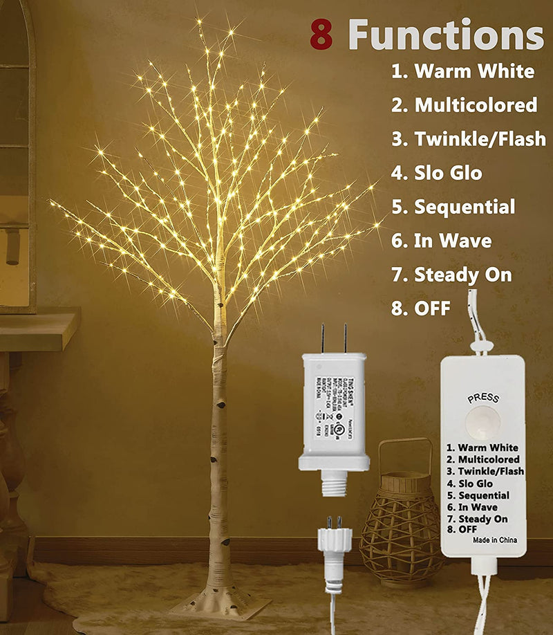 LITBLOOM Lighted White Birch Tree Plug in with 8 Functions 5FT 255 Multi Color and Warm White Lights for Indoor Outdoor Home Thanksgiving Christmas Holiday Decoration Sporting Goods > Outdoor Recreation > Winter Sports & Activities LITBLOOM   