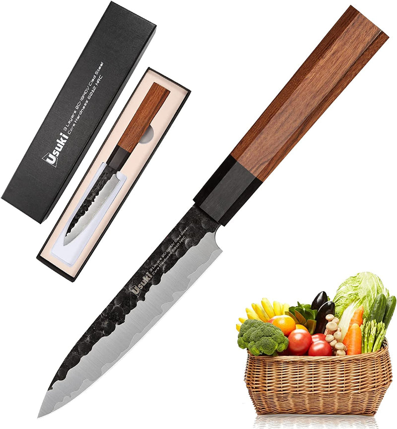Gyuto Chef’S Knife, 8 Inch Japanese Chef Knife 3 Layers 9CR18MOV Clad Steel Japanese Kitchen Knife, Alloy Steel Sushi Knife for Kitchen/Restaurant, Octagonal Handle, Gift Box (Chefs Knife) Home & Garden > Kitchen & Dining > Kitchen Tools & Utensils > Kitchen Knives Usuki Utility Knife  