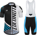 Coconut Ropamo CR Men'S Cycling Jersey Set Road Bike Jersey Zipper Pocket Bib Shorts with 4D Padded Cycling Clothing Set Sporting Goods > Outdoor Recreation > Cycling > Cycling Apparel & Accessories Coconut Ropamo Black/Blue Medium 
