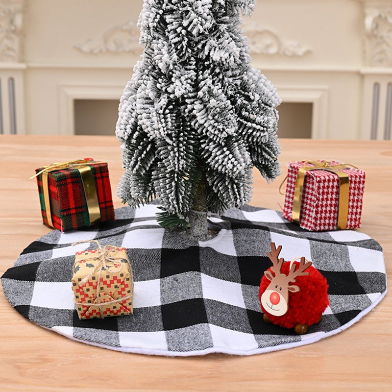 Loygkgas New Christmas Tree Skirt Mini Checkered Soft Pad for Living Room Bedroom (White) Home & Garden > Decor > Seasonal & Holiday Decorations > Christmas Tree Skirts LoyGkgas   