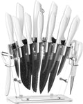 Knife Set, No Rust 16 Pieces Knives Set , Knife Block Set with Easy Clean Acrylic Stand, Super Sharp Kitchen Knife Set with a Vegetable Peeler, Blue Home & Garden > Kitchen & Dining > Kitchen Tools & Utensils > Kitchen Knives KDIK White 16 PCS 