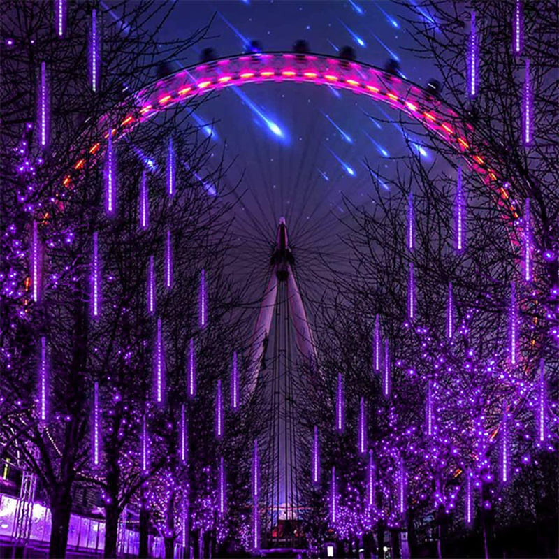 Rain Drop Lights, Aukora LED Meteor Shower Lights, Xmas Lights Outdoor 12 Inch 8 Tubes, Icicle Snow Falling Lights for Xmas Halloween Party Holiday Garden Tree Thanksgiving Christmas Decoration Home & Garden > Decor > Seasonal & Holiday Decorations HomeTimes 12in/30cm Purple 