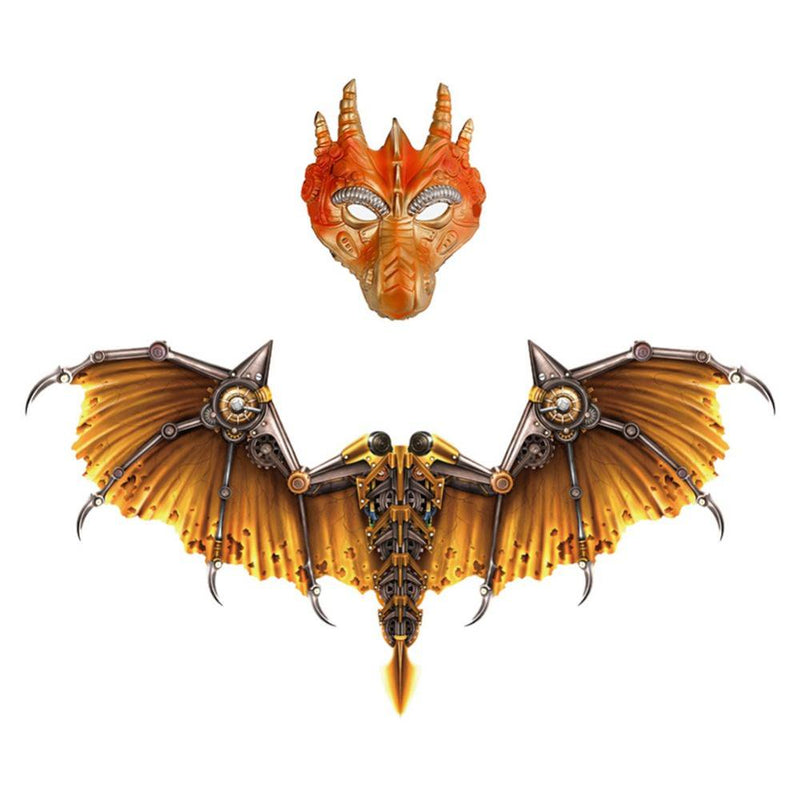 Poseca Adult Masquerade Steampunk Dress up Dragon Mask Wings Decorations Set Cosplay for Party Apparel & Accessories > Costumes & Accessories > Masks Poseca   