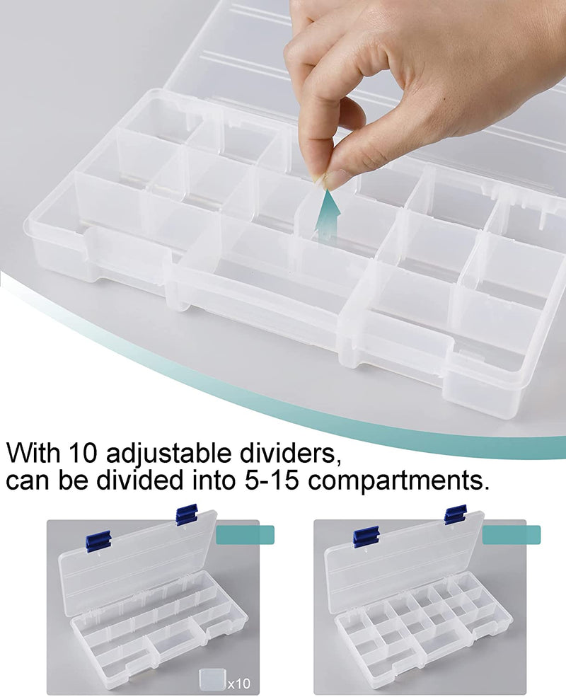 Avlcoaky Tackle Boxes Organizer Small Beads Storage Compartments 3500 Plastic Container with Dividers 15 Grids Sorting Box Fishing Tackle Tray Sporting Goods > Outdoor Recreation > Fishing > Fishing Tackle Avlcoaky   