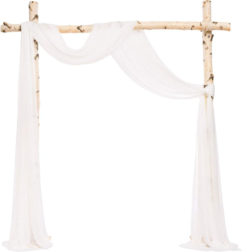 Ling'S Moment 2 Panels 30" Wide 6 Yards Chiffon Fabric Drapery Wedding Arch Draping Fabric Ceremony Reception Swag (White & Dusty Blue) Home & Garden > Decor > Window Treatments > Curtains & Drapes Ling's Moment White 20ft 