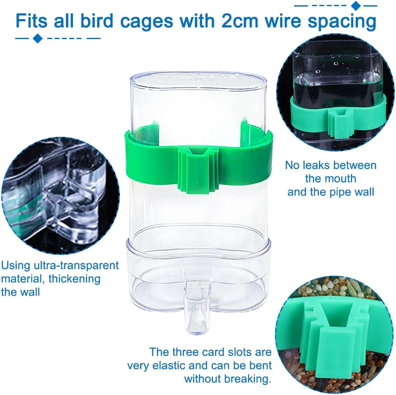 Hamiledyi No Mess Bird Feeders Automatic Parrot Feeder Drinker Acrylic Seed Food Container Parakeet Water Dispenser Cage Accessories for Lovebirds Budgies Canary Finch
