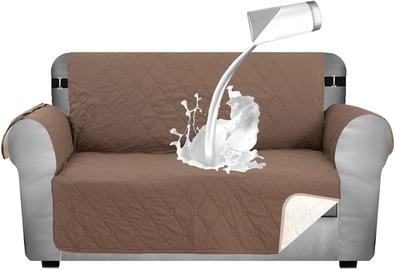 SHILV. HOME Waterproof Quilted Sofa Slipcover, Anti-Slip Silicone Backing Sofa Cover, Easy Fit Couch Cover Washable Furniture Protector with Elastic Straps for Pets Dogs Kids (Beige,Oversize) Home & Garden > Decor > Chair & Sofa Cushions SHILV. HOME Light Coffee Loveseat 