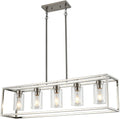 XILICON Dining Room Lighting Fixture Hanging Farmhouse Brushed Nickel 5 Light Modern Pendant Lighting Contemporary Chandeliers with Glass Shade for Living Dining Room Bedroom Kitchen Island Home & Garden > Lighting > Lighting Fixtures > Chandeliers xilicon Brushed Nickel 5 Light Brushed Nickel 5 Light 