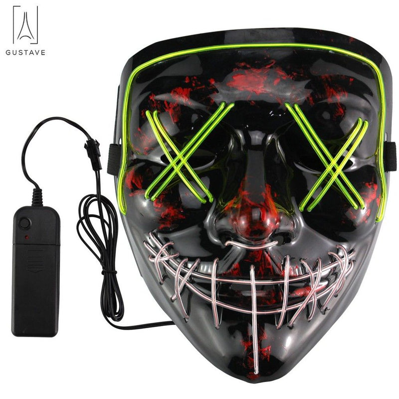 Gustave Halloween Scary Light Mask 4 Modes 2 Colors Cosplay Led Costume Mask EL Wire Light up for Festival Party Costume Christmas "Fluorescent Green+White" Apparel & Accessories > Costumes & Accessories > Masks Gustave   