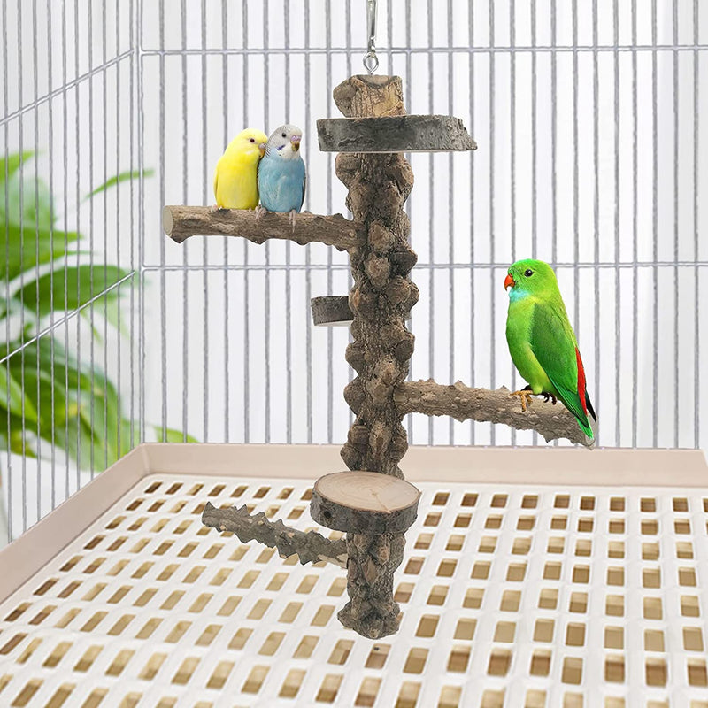 Tfwadmx Bird Perch Natural Wood Stand Branch Hanging Swing Stick Parakeet Climbing Paw Grinding Platform Chewing Toys for Cockatiels, Love Birds and Finches Birdcage Accessories
