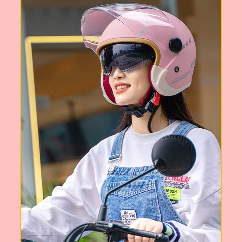 Girls Women Street Vespa Retro Motorcycle Helmet,3/4 Electric Scooter Breathable Half Helmets with Double Lens DOT Certified,Vintage Road Riding Cruiser Bike Motorcycle Helmet 56-61Cm Sporting Goods > Outdoor Recreation > Cycling > Cycling Apparel & Accessories > Bicycle Helmets CEGLIA   
