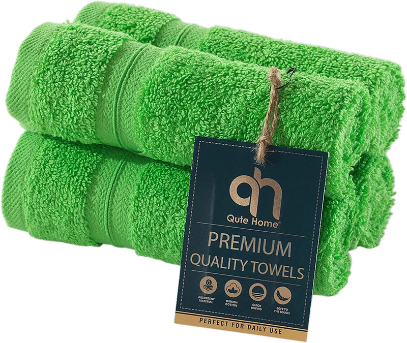 Qute Home 4-Piece Washcloths, Bosporus Collection 100% Turkish Cotton Premium Quality Towels for Bathroom, Quick Dry Soft and Absorbent Turkish Towel, Set Includes 4 Wash Cloths (Coral Red) Home & Garden > Linens & Bedding > Towels Qute Home Lawn Green 13"x13" Washcloths 