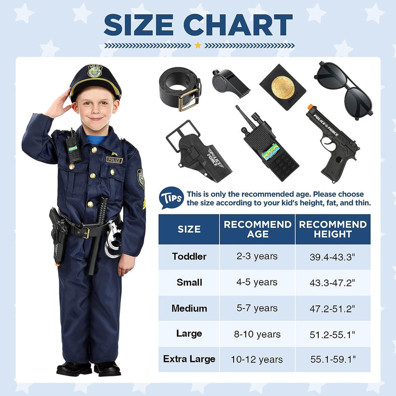 Luucio Police Officer Costume for Kids, Police Costume for Kids with Police Uniform, Halloween Costume for Kids, Dress Up, Role Play Kit for Boys Girls  Luucio   
