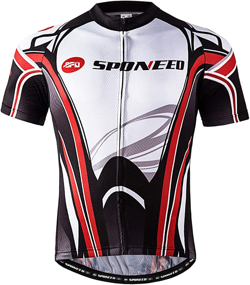 Sponeed Men'S Cycling Jerseys Tops Biking Shirts Short Sleeve Bike Clothing Full Zipper Bicycle Jacket with Pockets Sporting Goods > Outdoor Recreation > Cycling > Cycling Apparel & Accessories Sentibery   