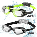 Kids Swim Goggles, 2 Packs Swimming Goggles for Kids Girls Boys and Child Age 4-16 Sporting Goods > Outdoor Recreation > Boating & Water Sports > Swimming > Swim Goggles & Masks COOLOO 03.black/Clear Lens&black Green/Clear Lens  