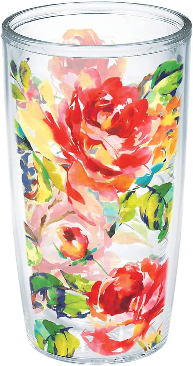 Tervis Triple Walled Fiesta Insulated Tumbler Cup Keeps Drinks Cold & Hot, 20Oz - Stainless Steel, Floral Bouquet