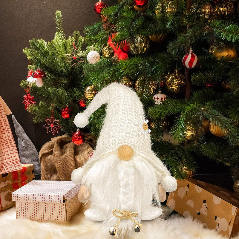 Lovinland Handmade White Gnome Doll Faceless Nordic Snow Gnome Plush Scandinavian Swedish Tomte Elf Dwarf Gnome Decorations for Home Holiday Festival 17 Inches Home & Garden > Decor > Seasonal & Holiday Decorations Lovinland   