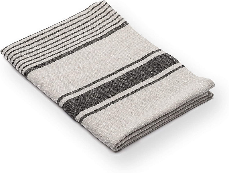 Linenme Linen Bath Towel Blue Natural Provence, 39” X 57” Home & Garden > Linens & Bedding > Towels LinenMe Inc Black Natural Striped 26 in x 51 in 