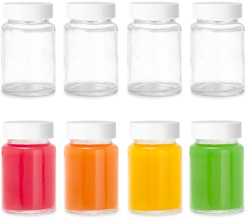 Ilyapa Glass Juice Shot Bottles Pack of 16-2Oz on the Go Beverage Storage Container with White Cap, Reusable, Leak Proof Home & Garden > Decor > Decorative Jars Ilyapa 8 4oz 