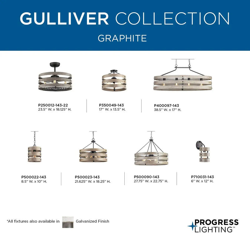 Gulliver Collection 1-Light Coastal Pendant Light Graphite Home & Garden > Lighting > Lighting Fixtures Progress Lighting   