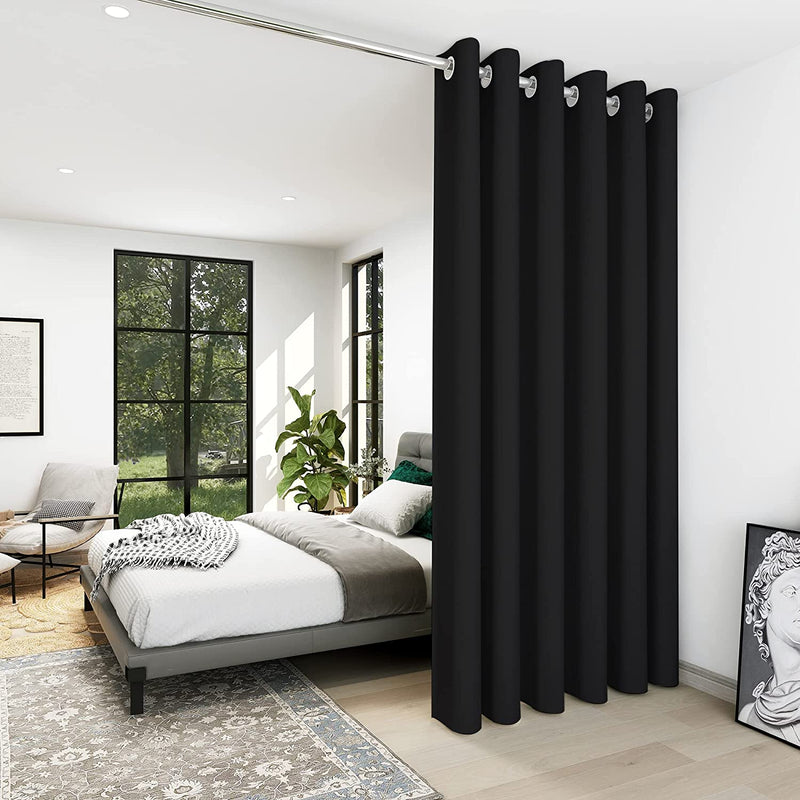 Deconovo Room Divider Curtains for Office (10Ft Wide X 8Ft Tall, 1 Panel, Khaki) Blackout Curtains for Sliding Door, Thermal Window Drapes, Grommet Curtain Panles for Bedroom, Living Room, Loft Home & Garden > Decor > Window Treatments > Curtains & Drapes Deconovo Black 10ft Wide x 9ft Tall 