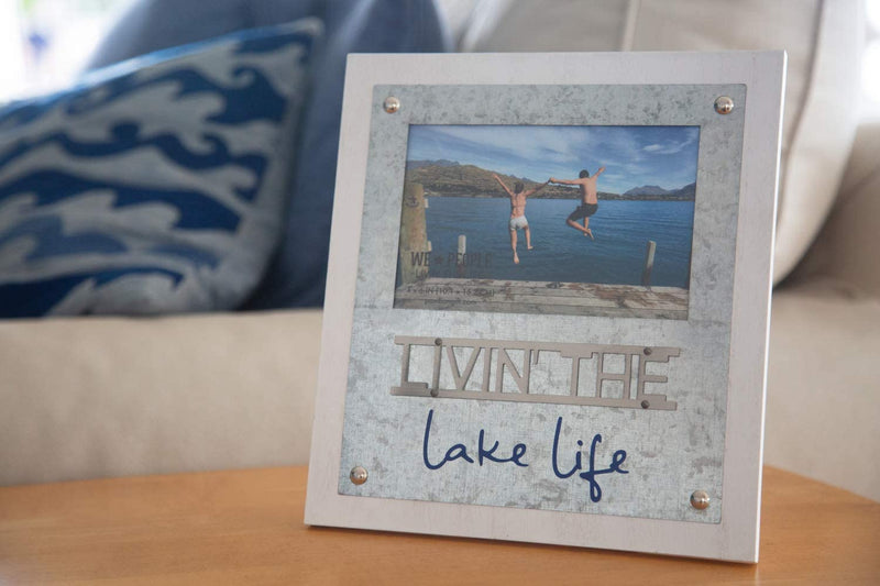 Pavilion Gift Company 67547 4X6 Inch Easel Back Picture Frame Livin' the Lake Life, 4X6, White Home & Garden > Decor > Picture Frames Pavilion Gift Company   