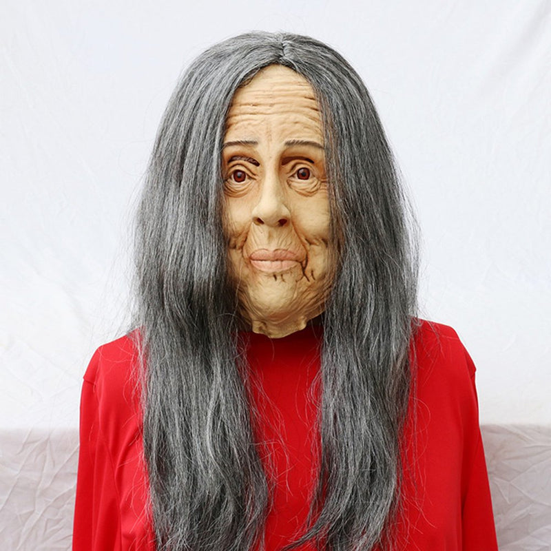 Poypozz Old Woman Mask Halloween Creepy Wrinkle Face Mask Latex Cosplay Party Props Apparel & Accessories > Costumes & Accessories > Masks PoypozZ   