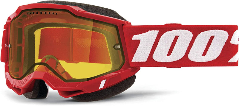 100% Accuri 2 Snowmobile Anti-Fog Goggles - Powersport Racing Protective Eyewear Sporting Goods > Outdoor Recreation > Cycling > Cycling Apparel & Accessories 100% Red Yellow Vented Dual Lens 