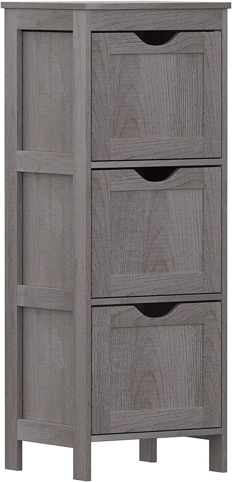 Reettic Narrow Bathroom Storage Cabinet with 3 Removable Drawers, DIY, Free Standing Side Storage Organizer for Bedroom, Living Room, Entryway, 11.8" L X 11.8" W X 35" H, Black BYSG102B Home & Garden > Household Supplies > Storage & Organization Reettic Grey 11.8"L x 11.8"W x 35"H 