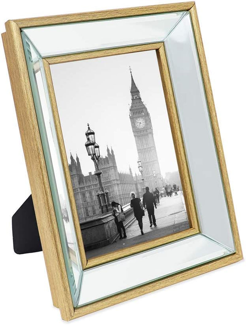 Isaac Jacobs 8X10 Gold Beveled Mirror Picture Frame - Classic Mirrored Frame with Deep Slanted Angle Made for Wall Décor Display, Photo Gallery and Wall Art (8X10, Gold) Home & Garden > Decor > Picture Frames Isaac Jacobs International Gold 5x7 