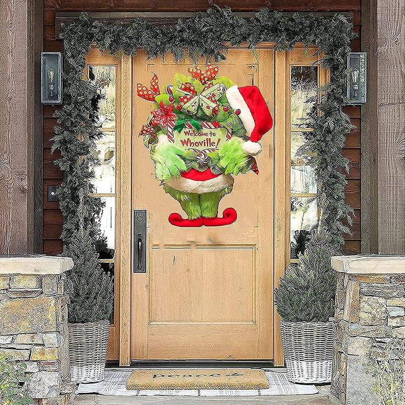Funny Grinch Christmas Wreaths,Plushed Grinch Stole the Burlap Garlands,Wall and Door Christmas Decorations Home & Garden > Decor > Seasonal & Holiday Decorations& Garden > Decor > Seasonal & Holiday Decorations Kakidly   