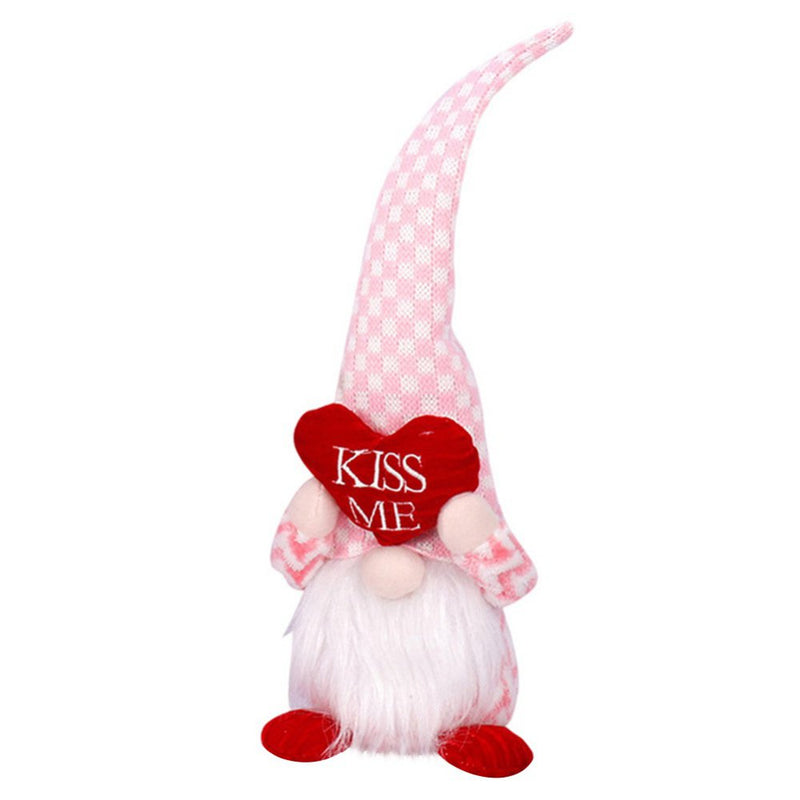 Love Faceless Gnome Handmade Table Ornament Dwarf Doll Valentine'S Present Valentine'S Day Decoration Home & Garden > Decor > Seasonal & Holiday Decorations Popfeel 5.12*3.54*14.17" A1 