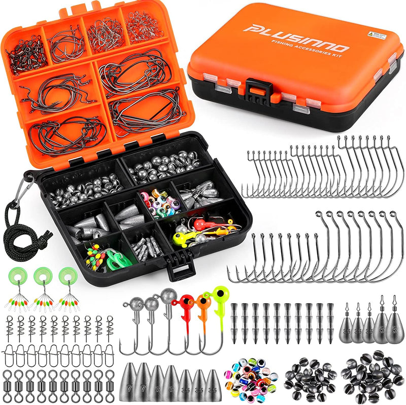 PLUSINNO 201Pcs Fishing Accessories Kit, Fishing Tackle Box with Tackle Included, Fishing Hooks, Fishing Weights, round Split Shot，Fishing Gear for Bass, Trout, Catfish Sporting Goods > Outdoor Recreation > Fishing > Fishing Tackle > Fishing Baits & Lures PLUSINNO 201pcs Fishing Accessories Kit,  