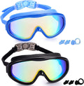 Kabuda 2 Pack Swim Goggles, Swimming Glasses for Adult Men Women Youth, anti Fog UV400 Sporting Goods > Outdoor Recreation > Boating & Water Sports > Swimming > Swim Goggles & Masks KABUDA Black & Blue (With Electroplating Lenses)  