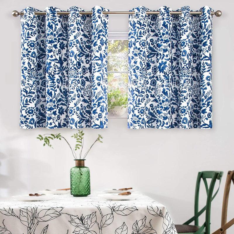 Driftaway Julia Watercolor Blackout Room Darkening Grommet Lined Thermal Insulated Energy Saving Window Curtains 2 Layers 2 Panels Each Size 52 Inch by 84 Inch Blush Home & Garden > Decor > Window Treatments > Curtains & Drapes DriftAway Navy 52'' x 36'' 