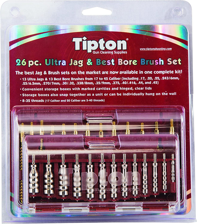 Tipton 26-Piece Ultra Cleaning Jag and Best Bore Brush Set in Caliber Labeled Storage Case for Firearm Cleaning, Maintenance Sporting Goods > Outdoor Recreation > Fishing > Fishing Rods Tipton   