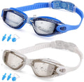 RGIOMA Swim Goggles, Pack of 2 Swimming Goggles No Leaking anti Fog UV Protection for Adult Men Women Youth Teens Sporting Goods > Outdoor Recreation > Boating & Water Sports > Swimming > Swim Goggles & Masks RGIOMA 04.blue & White(mirror Lens)  