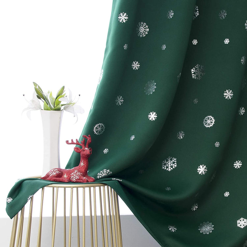 LORDTEX Snowflake Foil Print Christmas Curtains for Living Room and Bedroom - Thermal Insulated Blackout Curtains, Noise Reducing Window Drapes, 52 X 63 Inches Long, Dark Grey, Set of 2 Curtain Panels Home & Garden > Decor > Window Treatments > Curtains & Drapes LORDTEX Evergreen 52 x 108 inch 