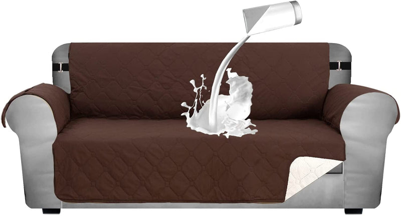 SHILV. HOME Waterproof Quilted Sofa Slipcover, Anti-Slip Silicone Backing Sofa Cover, Easy Fit Couch Cover Washable Furniture Protector with Elastic Straps for Pets Dogs Kids (Beige,Oversize) Home & Garden > Decor > Chair & Sofa Cushions SHILV. HOME Dark Coffee Oversize 
