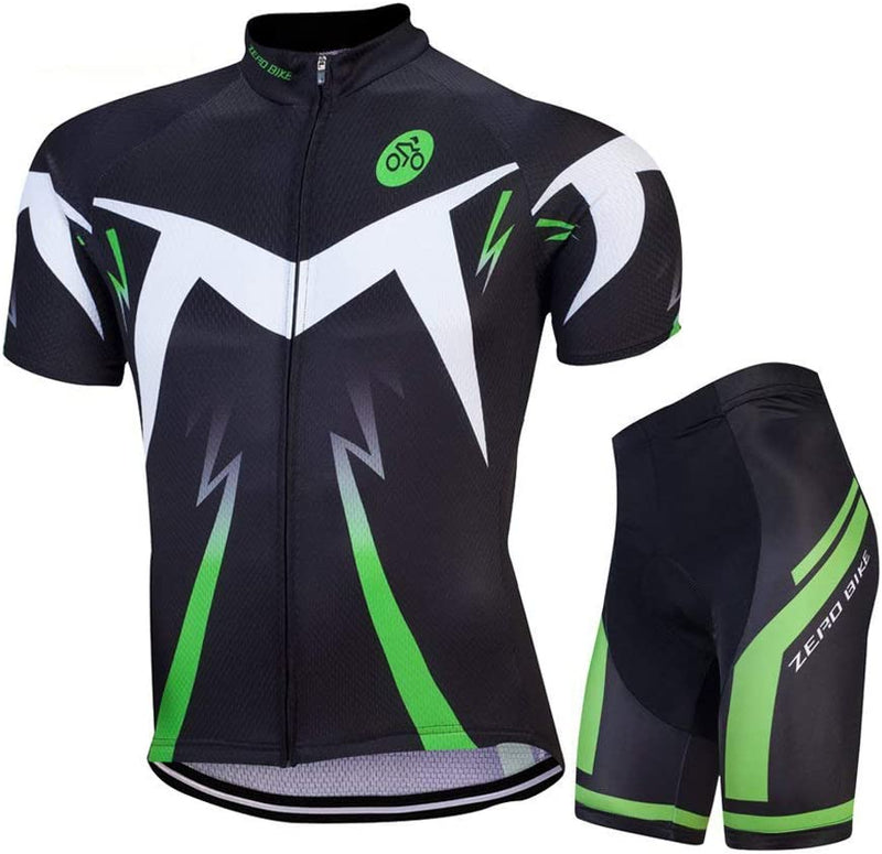 ZEROBIKE Men Breathable Quick Dry Comfortable Short Sleeve Jersey + Padded Shorts Cycling Clothing Set Cycling Wear Clothes Sporting Goods > Outdoor Recreation > Cycling > Cycling Apparel & Accessories ZEROBIKE Type 4 Large 