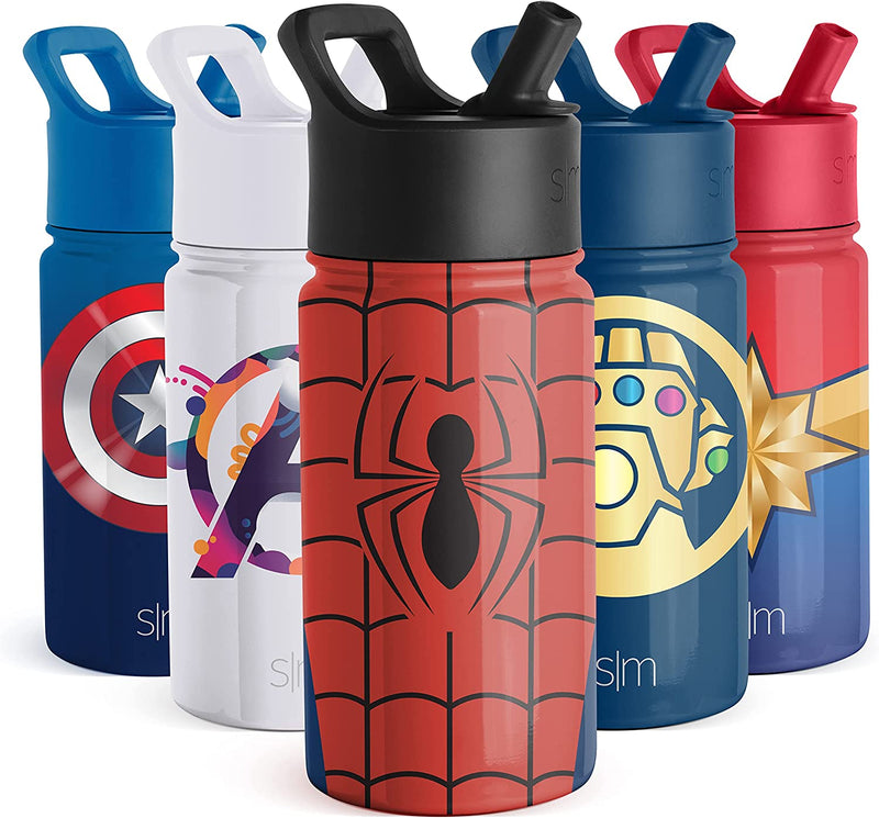 Simple Modern Marvel Spider Man Kids Water Bottle with Straw Lid | Insulated Stainless Steel Reusable Tumbler Gifts for School, Toddlers, Girls, Boys | Summit Collection | 14Oz, Spider Armor
