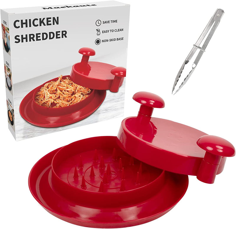 MAEKAUTE Chicken Shredder Tool Meat Grinder Machine - 10" Meat Shredding Tool with Handles and Non-Skid Base Mat, Better than Bear Claws, Easy to Clean for Kitchen and Outdoor Cooking (Red) Home & Garden > Kitchen & Dining > Kitchen Tools & Utensils MAEKAUTE   