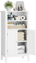 FOTOSOK Bathroom Storage Cabinet, Floor Storage Cabinet with 2 Doors and Shelves for Living Room, Bedroom, Kitchen and Office, Dark Brown Home & Garden > Household Supplies > Storage & Organization FOTOSOK White  